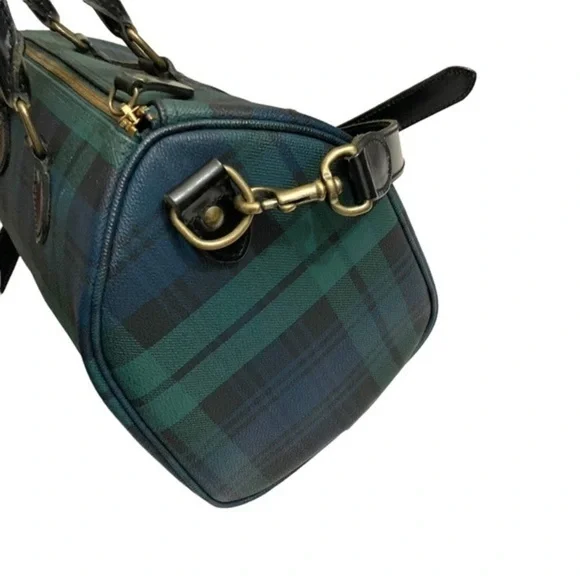 Ralph Lauren polo vintage Blackwatch black watch Plaid Bag – Tartan Leather RARE - Picture 7 of 9